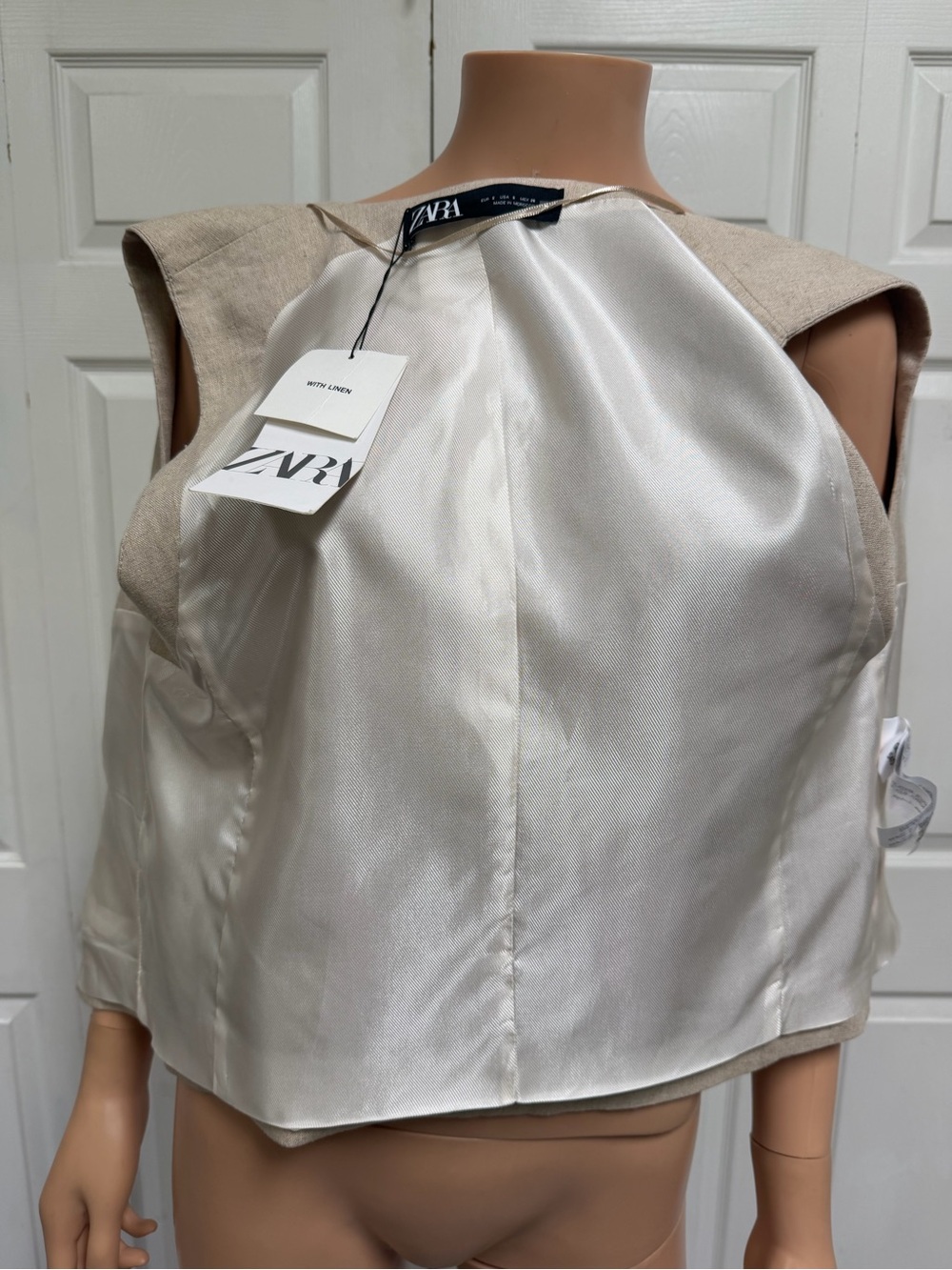 Zara Beige Buttoned Vest Women’s Size Small Linen Blend - Picture 13 of 16